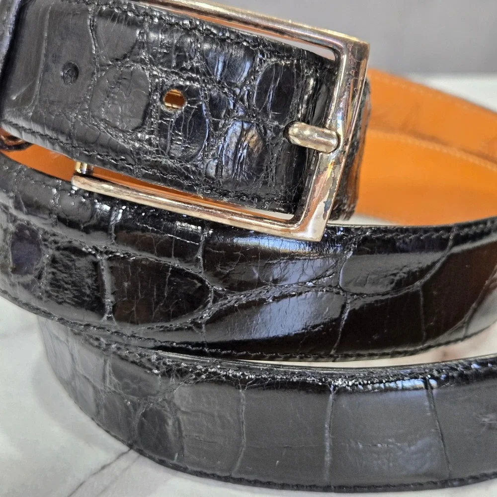 Martin Dingman Louisiana Alligator Belt Mens 44 Black USA Made Exotic Leather